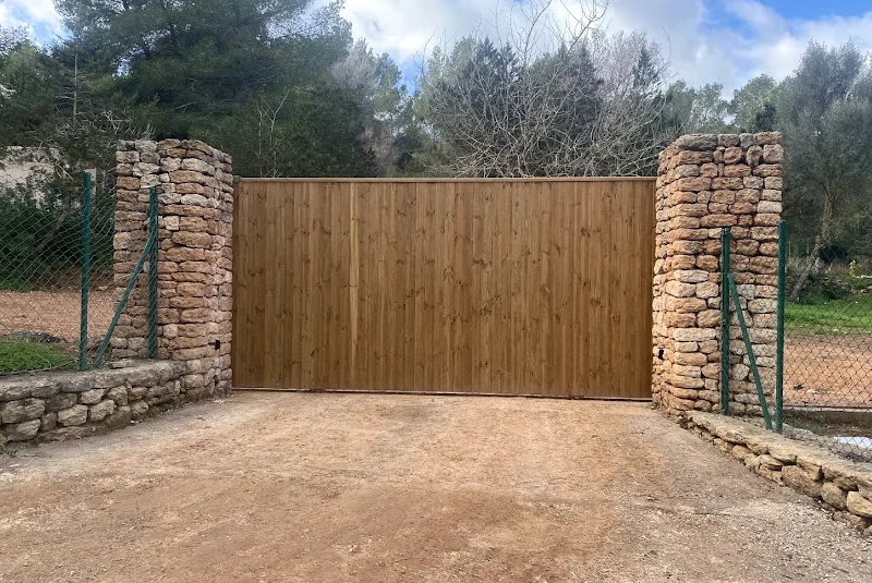 Stone pillars at a property entrance